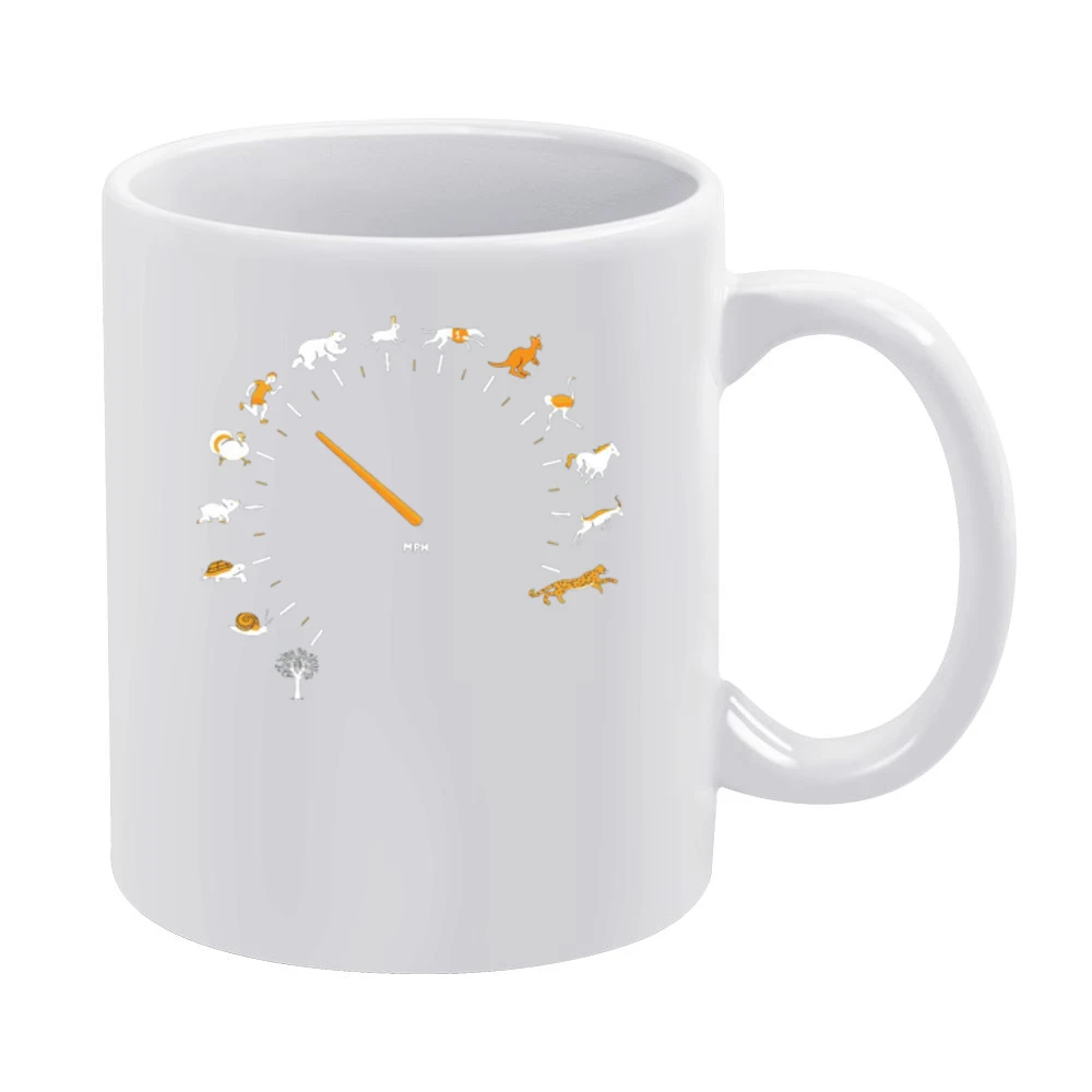 funny animals tree and human living thing speed run running gauge spee White Mug