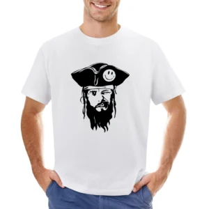 funny captain pirate with smiley hat and blinked eye Asian Size Men T-Shirt