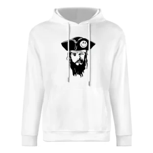 funny captain pirate with smiley hat and blinked eye European Size Men Hoodie