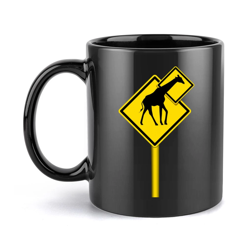 humor signs funny long neck giraffes Black Mug
