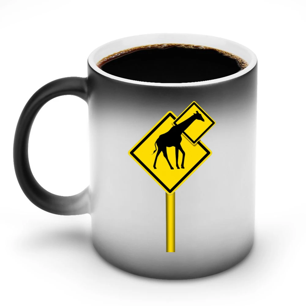 humor signs funny long neck giraffes Discoloration Mug