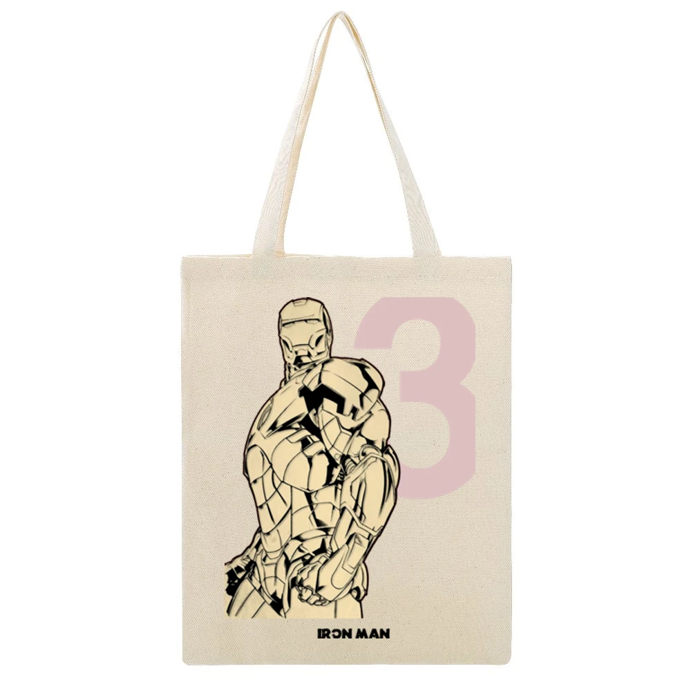 iron man 3 Beige Canvas Tote Shopping Bag