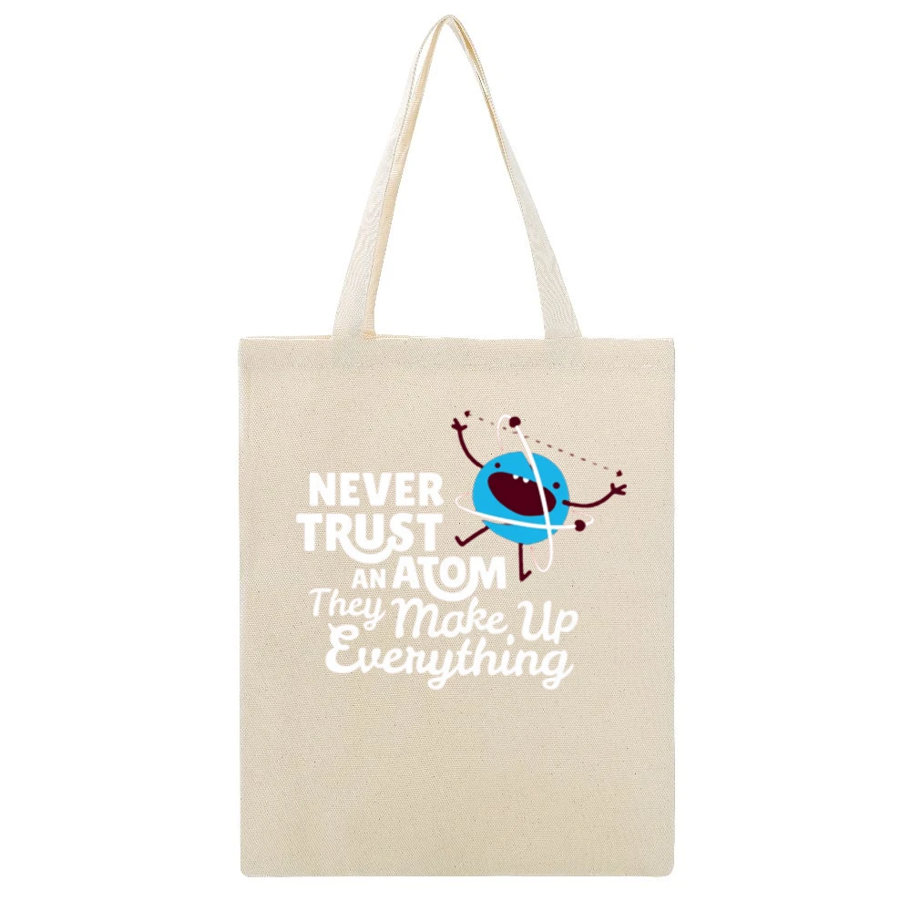 never trust atom jokes Beige Canvas Tote Shopping Bag