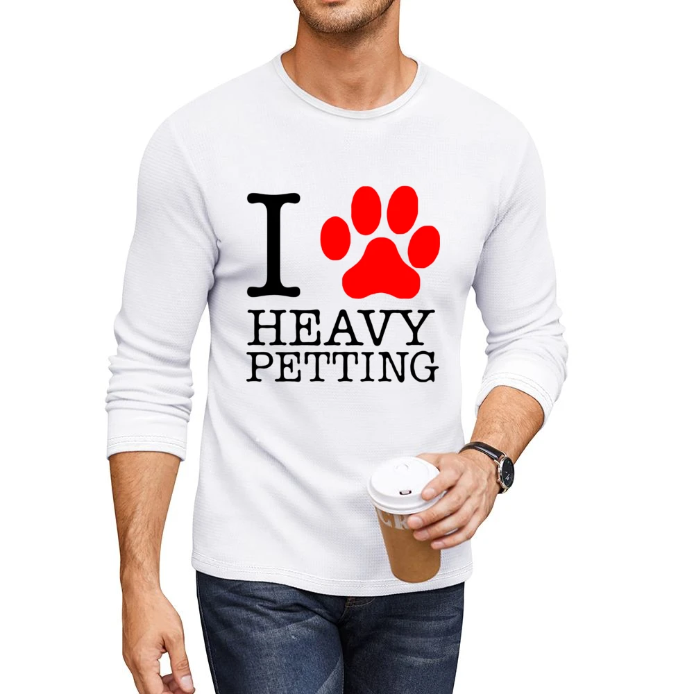 pet lover paw print animals heavy petting Men CrewNeck Long Sleeve T-Shirt