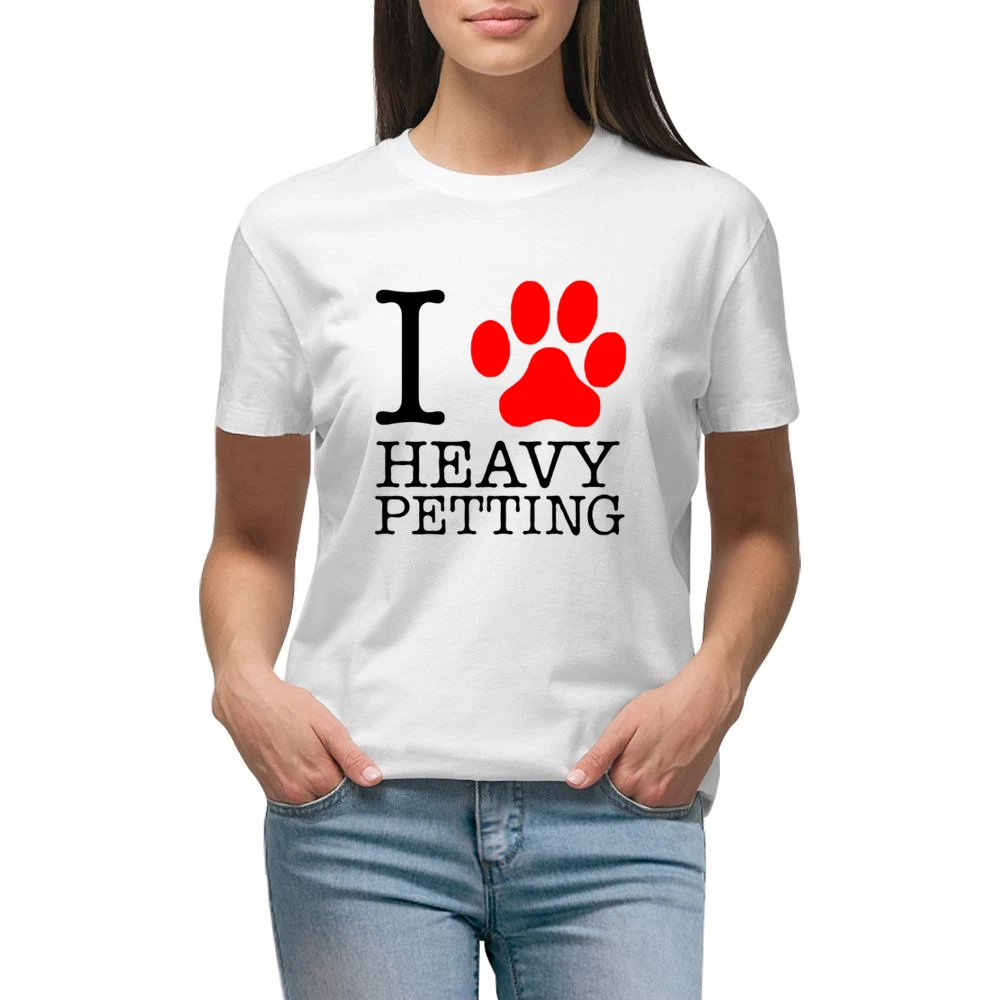pet lover paw print animals heavy petting Premium Women Ladies T-shirt
