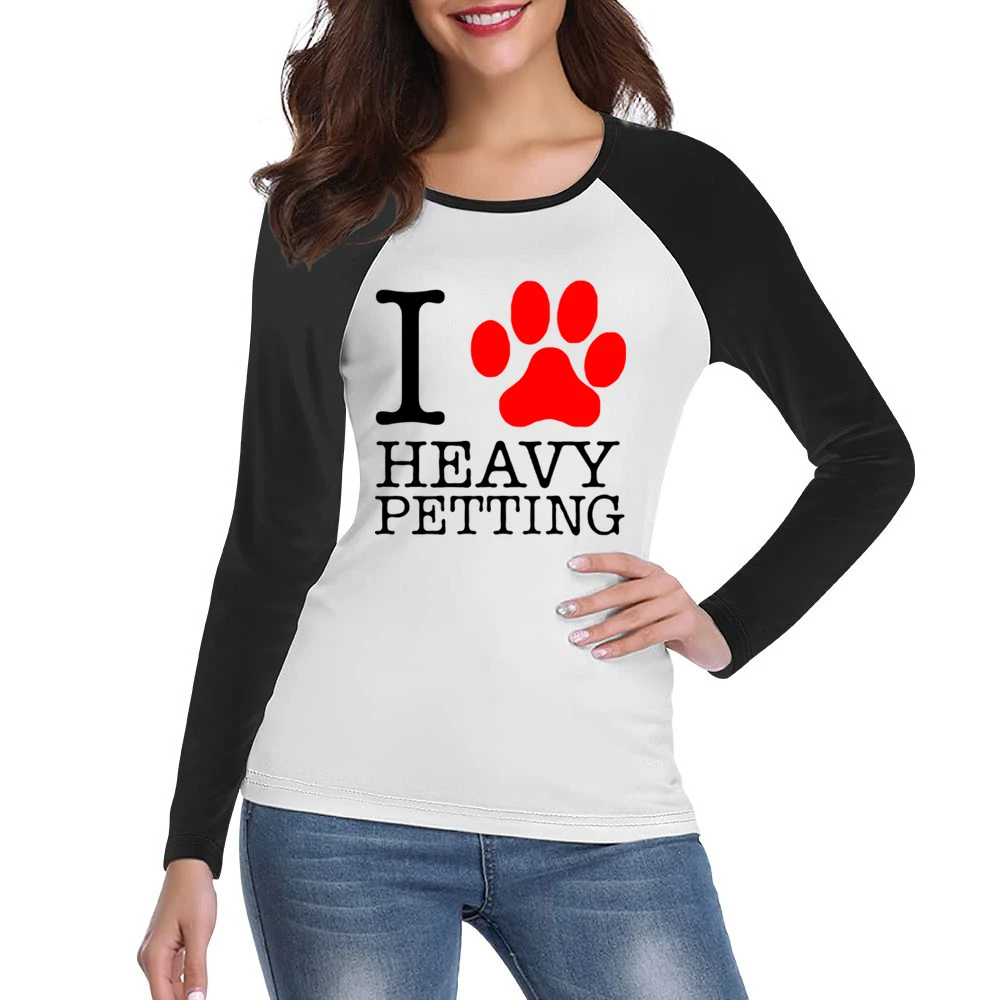pet lover paw print animals heavy petting Women Ladies Long Sleeve T-Shirt