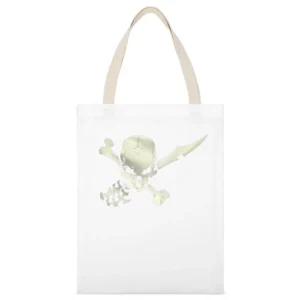 pirates jolly roger cerillium skull cross sword and bone White Canvas Tote Shopping Bag