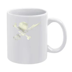 pirates jolly roger cerillium skull cross sword and bone White Mug