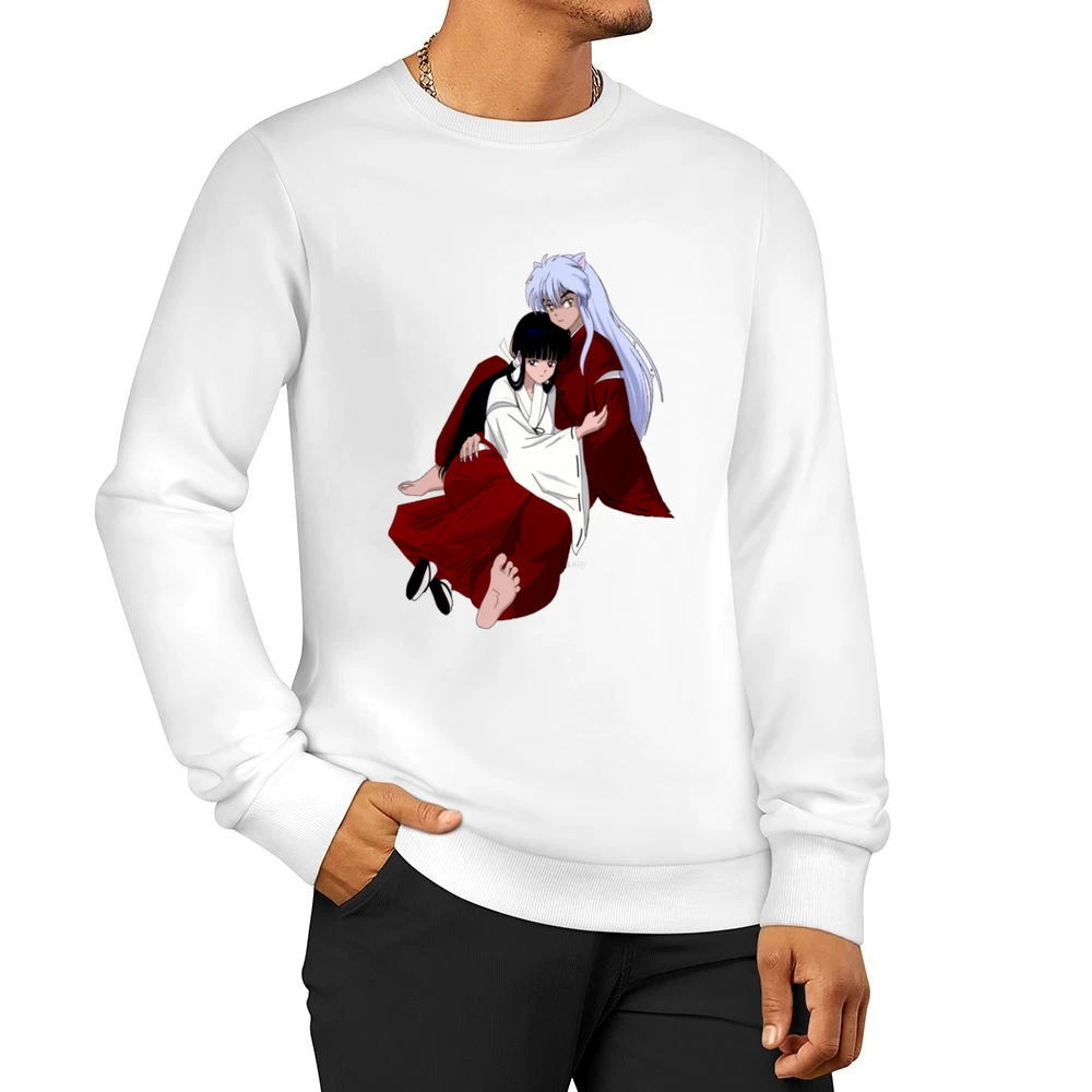 priestess Kikyo and Inuyasha half dog demon together anime manga T Shi Men Pullover Sweatshirt