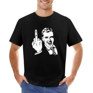 retro humor jokes middle finger hand sign by men Asian Size Men T-Shirt