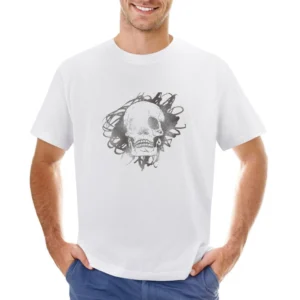 scratched skull Asian Size Men T-Shirt