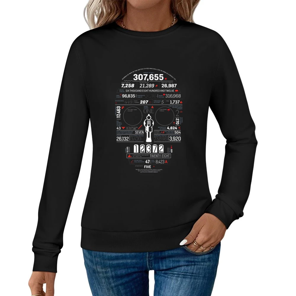 skull death life magazine homicide charts facts Women Pullover Sweatshirt