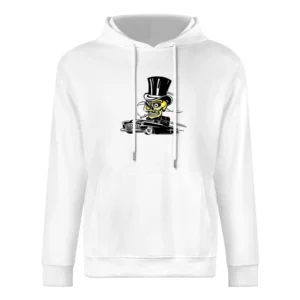 skull driving with suit and hat and mustache black car European Size Men Hoodie