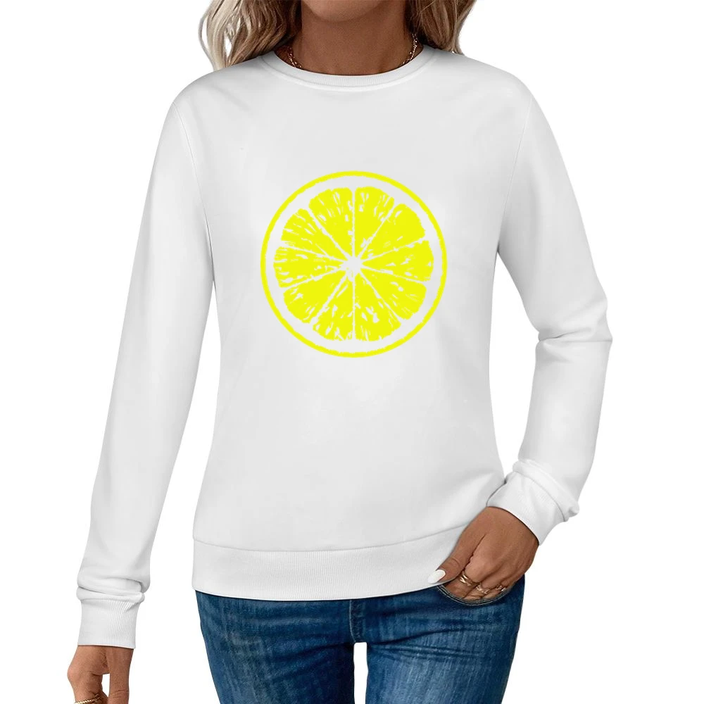 sliced lemon lemonade lime fruit citrun Women Pullover Sweatshirt