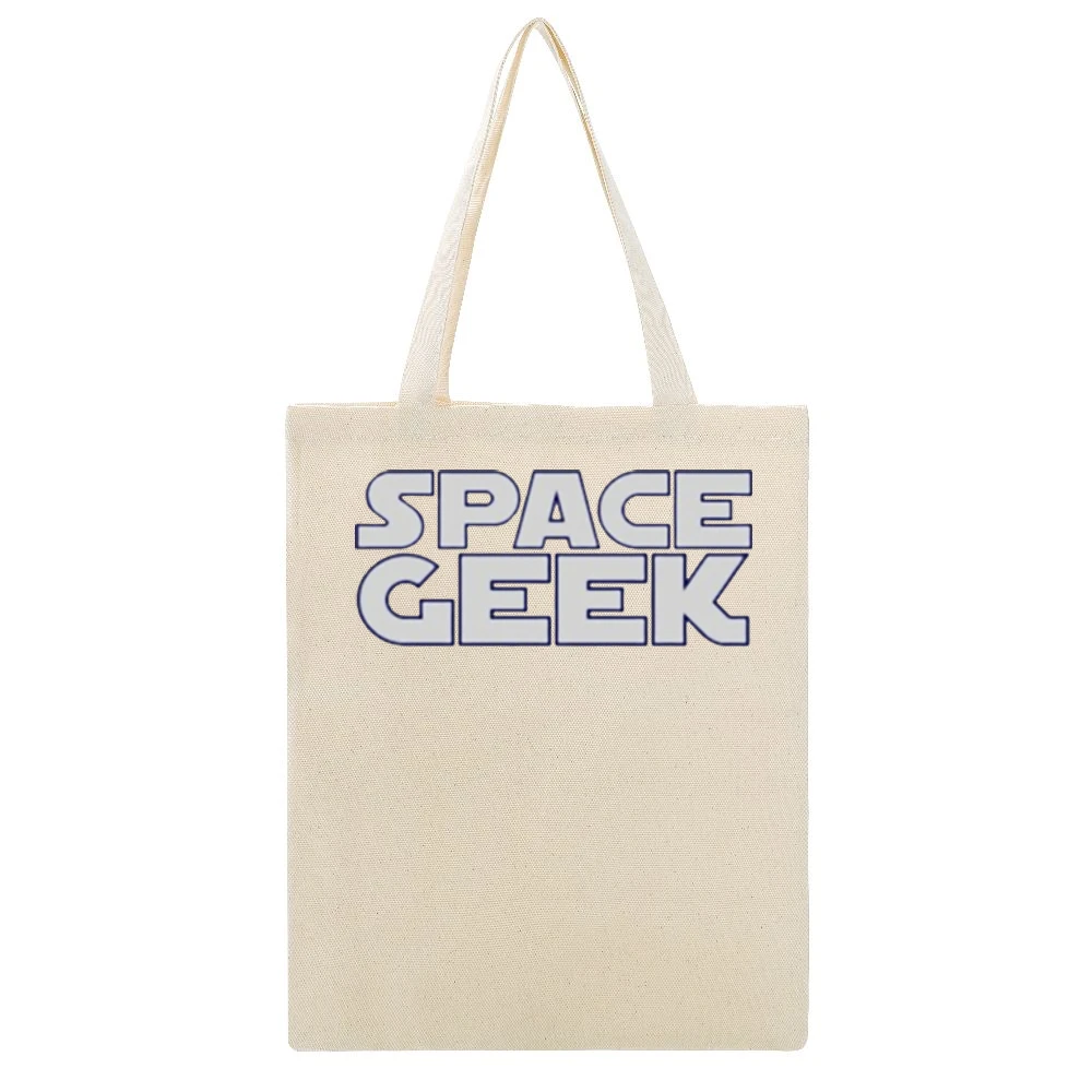 space geek Beige Canvas Tote Shopping Bag