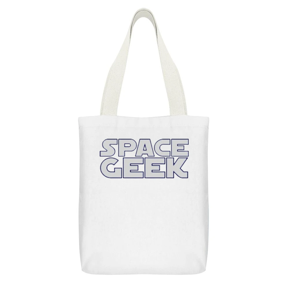 space geek White Canvas Tote Shopping Bag With Interior Pocket