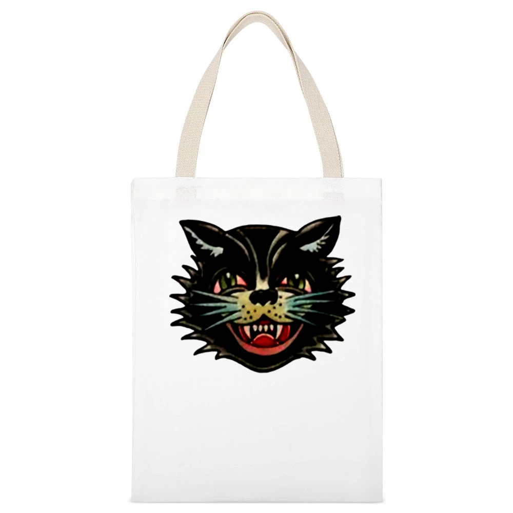 the wild black kitten White Canvas Tote Shopping Bag
