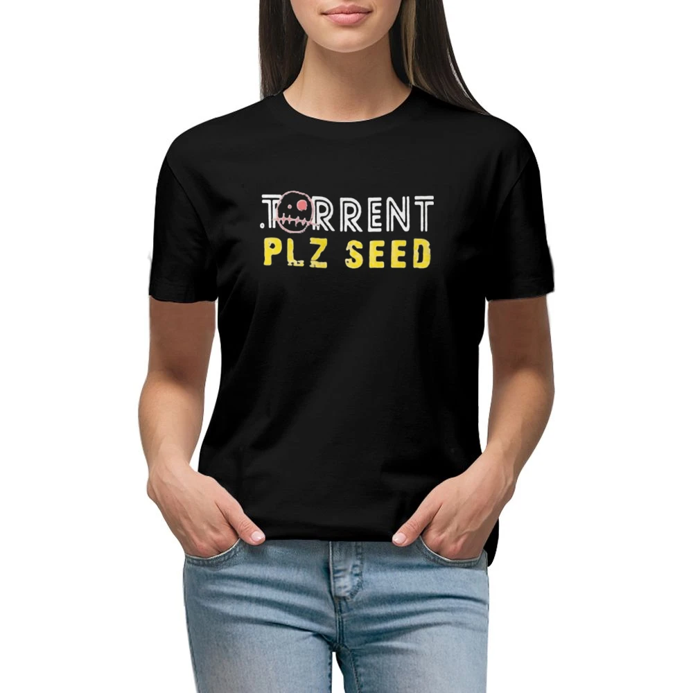 torrent plz seed - internet download connection Premium Women Ladies T-shirt
