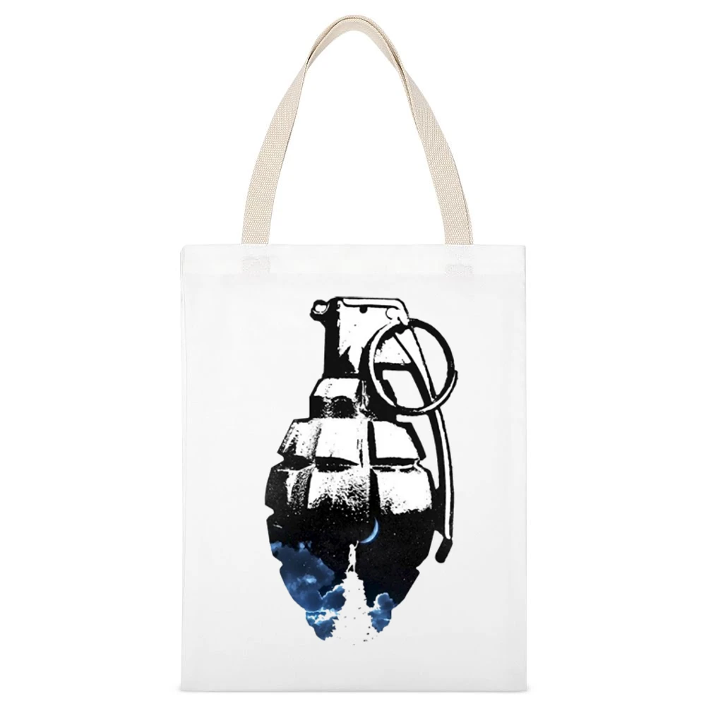 touching the moon grenade White Canvas Tote Shopping Bag
