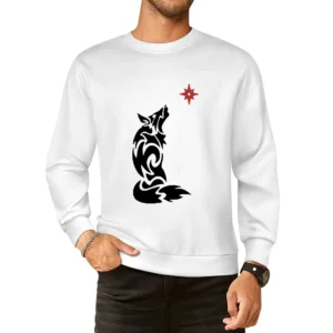 tribal wolf European Size Pullover Sweater