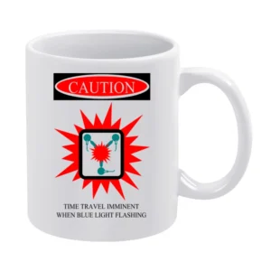 when blue light flashing White Mug