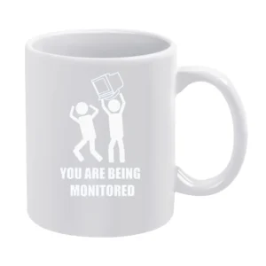 you are being monitored desktop computer monitor White Mug